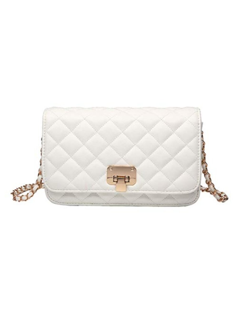 Quilted PU Leather Crossbody Shoulder Bag with Chain Strap